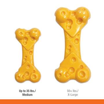 Nylabone Cheese Bone Power Chew Toy for Dogs, Cute Dog Toys for Aggressive Chewers, Cheese Flavor, Medium - Up to 35 lbs, 1 Count