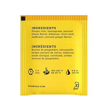 Stash Tea Lemon Ginger Herbal Tea Box of 100 Tea Bags