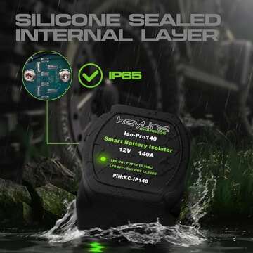 Dual Battery Isolator 12V | Automatic Disconnect Switch 12V 140 Amp Voltage Sensitive Relay (VSR) | Car Charger Also for ATV, Boats, RV's, Off-Road Vehicles, by KeyLine Chargers