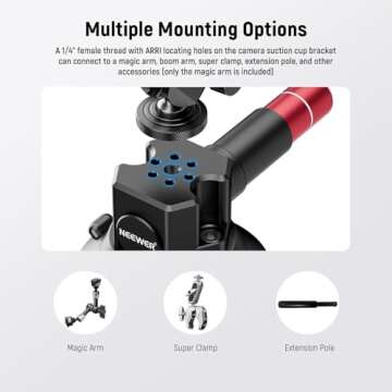 Neewer 3" Suction Cup Camera Mount for Vloggers and Photographers