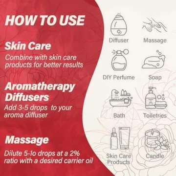 Rose Essential Oil 100% Pure Organic for Diffuser and Massage
