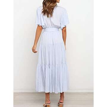 Lovinchic Women's Wrap V Neck Maxi Dress - Stylish Comfort