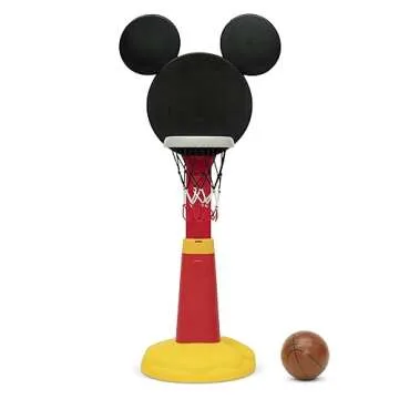 Delta Children Disney Mickey Mouse Plastic Basketball Set - Includes Basketball Hoop, 1 Basketball and Ball Pump, Red/Black