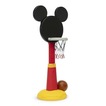 Delta Children Disney Mickey Mouse Plastic Basketball Set - Includes Basketball Hoop, 1 Basketball and Ball Pump, Red/Black