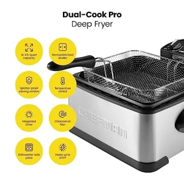 Chefman 4.5L Dual Cook Pro Deep Fryer - Jumbo XL Size