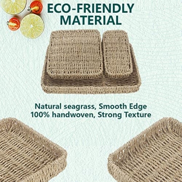 Butizone Natural Seagrass Serving Tray Set of 3