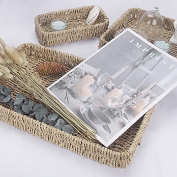 Butizone Natural Seagrass Serving Tray Set of 3