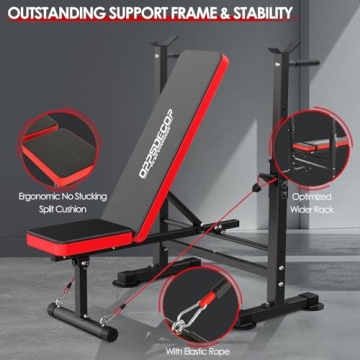 OPPSDECOR 660lbs 6 in 1 Weight Bench Set for Home Workouts