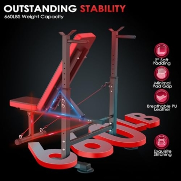 OPPSDECOR 660lbs 6 in 1 Weight Bench Set for Home Workouts