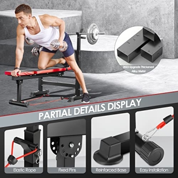 OPPSDECOR 660lbs 6 in 1 Weight Bench Set for Home Workouts