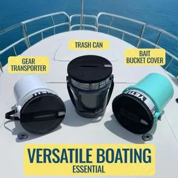 5 Gallon Bucket Lid - Multi-Purpose Boat Trash Can Cover Converter with Opening for Fishing Bucket, Bait Bucket or Trash Can, Fishing & Boating Accessories - Black Mesh