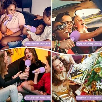 MAONO Wireless Bluetooth Karaoke Microphone, MKP100 3-in-1 Portable Handheld Mic Speaker Machine for Kids Smartphones,Computers, Gift to Family and Friends (Purple)