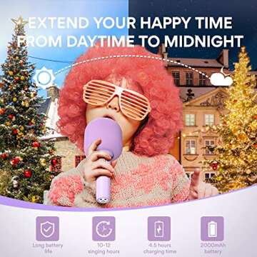 MAONO Wireless Bluetooth Karaoke Microphone, MKP100 3-in-1 Portable Handheld Mic Speaker Machine for Kids Smartphones,Computers, Gift to Family and Friends (Purple)