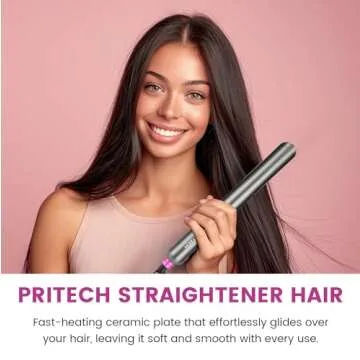 PRITECH Ceramic Hair Iron (TA-2340), 1 inch, Hair Straightener and Curling Iron, Adjustable Temperat...