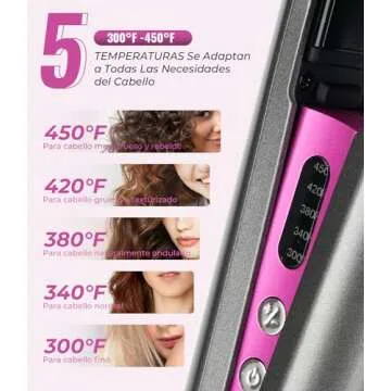 PRITECH Ceramic Hair Iron (TA-2340), 1 inch, Hair Straightener and Curling Iron, Adjustable Temperature, Fast Heat Up, Auto Shut-Off, Dual Voltage, Safety Lock, 450°F