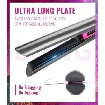 PRITECH Ceramic Hair Iron (TA-2340), 1 inch, Hair Straightener and Curling Iron, Adjustable Temperature, Fast Heat Up, Auto Shut-Off, Dual Voltage, Safety Lock, 450°F