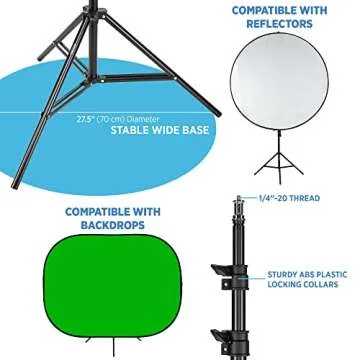 Fovitec 7'6" Spring Cushioned Collapsible Background Stand Kit with Clip for Pop Up Backdrops, Chroma Key Green Screens, and Foldable Disc Reflectors