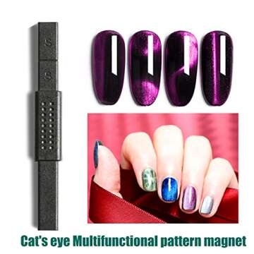 JERCLITY 7 Pieces Cat Eye Magnet for Nails Double-Head Nail Magnetic Stick Multi-Function Magnet Board Square Thickened Cat Eye Strong Magnet Plate Nail Magnet Tool Set for Cat Eye Gel Polish Nail Art