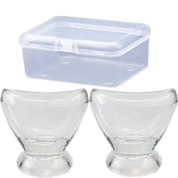 Boyizupha 2Pcs Transparent Glass Eye Wash Cup for Eye Rinse,Cleansing with Storage Container,Set of ...