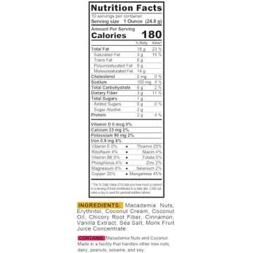 TGB Cinnamon Macadamia Nuts | 1g Net Carb Keto Snack | Gluten Free Low Carb Candy, 10 Ounces