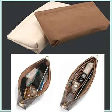 Lckaey Purse Organizer for Large Liner Compatible with Pochette Accessories Pouch Inside Insert 3039-Beige