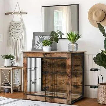 NicBex Small Dog Crate Furniture, 27.2" L Dog Crates for Small Dogs, Wooden Dog Crate Furniture with Double Doors, Heavy Duty Dog Crate up to 30lb, Rustic Brown