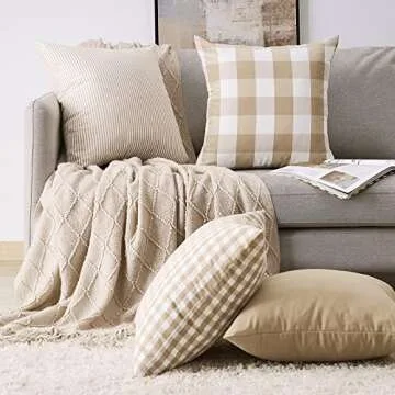 Topfinel 18x18 Farmhouse Buffalo Check Pillow Covers Set