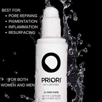 PRIORI Skincare Active Facial Cleanser with CoQ10 for Deep Cleansing Pore Refining Hydrating Antioxi...