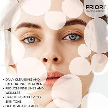 PRIORI Skincare Active Facial Cleanser with CoQ10 for Deep Cleansing Pore Refining Hydrating Antioxidant Face Wash with Lactic and Salicylic Acid Fragrance Free 6 fl oz