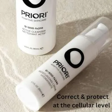 PRIORI Skincare Active Facial Cleanser with CoQ10 for Deep Cleansing Pore Refining Hydrating Antioxidant Face Wash with Lactic and Salicylic Acid Fragrance Free 6 fl oz