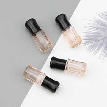 Newzoll Essential Oil Roller Bottles, 8Pcs 3ml Roll-on Bottles with Opener Funnel, Mini Glass Massage Roller Bottles Roll on Vials for Perfume Lip Balms Aromatherapy, Light Pink