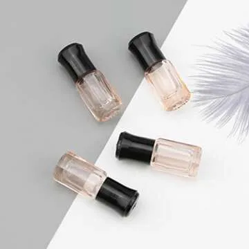 Newzoll Essential Oil Roller Bottles, 8Pcs 3ml Roll-on Bottles with Opener Funnel, Mini Glass Massage Roller Bottles Roll on Vials for Perfume Lip Balms Aromatherapy, Light Pink