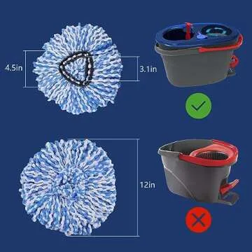 2 Pack Mop Head Replacement Compatible with O Cedar 2 Tank System Spin Mop and Bucket, Easy Cleaning Microfiber Mop Replace Head, 360 Degree Spin Mop Refill for Floor Cleaning