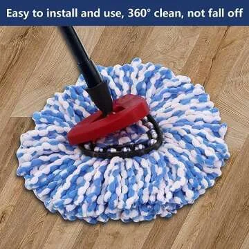 2 Pack Mop Head Replacement Compatible with O Cedar 2 Tank System Spin Mop and Bucket, Easy Cleaning Microfiber Mop Replace Head, 360 Degree Spin Mop Refill for Floor Cleaning