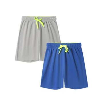 DaniChins Boys Loose Athletic Moisture Wicking Performance Mesh Shorts - Blue, Grey, 12