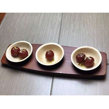 Raj Disposable Palm Leaf Bowls (25 Count, 4" Bowls) Strong Bowls Like Bamboo Party Bowls - Decorative Compostable Tableware for Lunch, Dinner, Birthday, Camping, Outdoor, Picnic, Parties