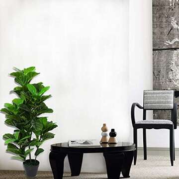 BY Mistletoe Leisure 3.5 ft Artificial Fiddle Leaf fig Tree Indoor/Outdoor UV Resistant,Set of Two in a Brown Plastic Pot, Green