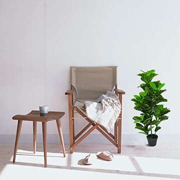 BY Mistletoe Leisure 3.5 ft Artificial Fiddle Leaf fig Tree Indoor/Outdoor UV Resistant,Set of Two in a Brown Plastic Pot, Green