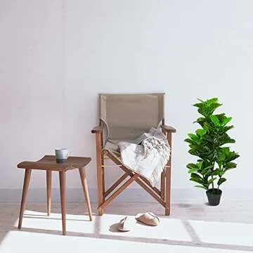 BY Mistletoe Leisure 3.5 ft Artificial Fiddle Leaf fig Tree Indoor/Outdoor UV Resistant,Set of Two in a Brown Plastic Pot, Green