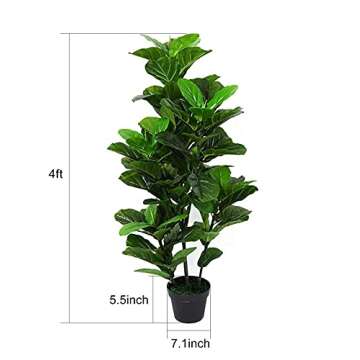 BY Mistletoe Leisure 3.5 ft Artificial Fiddle Leaf fig Tree Indoor/Outdoor UV Resistant,Set of Two in a Brown Plastic Pot, Green
