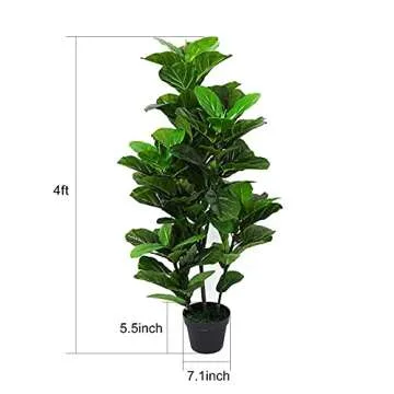 BY Mistletoe Leisure 3.5 ft Artificial Fiddle Leaf fig Tree Indoor/Outdoor UV Resistant,Set of Two in a Brown Plastic Pot, Green