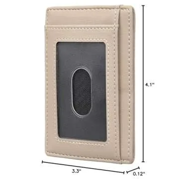 Travelambo Front Pocket Minimalist Leather Slim Wallet RFID Blocking Medium Size(Khaki)