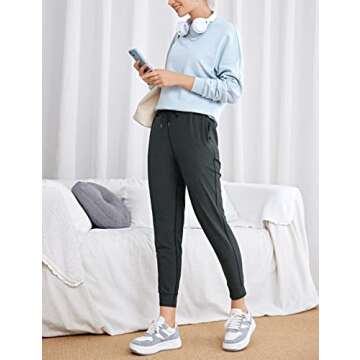 CRZ YOGA Women's Sweatpants Joggers - 26" Lightweight Soft Lounge Yoga Pants High Waisted Tapered Sw...