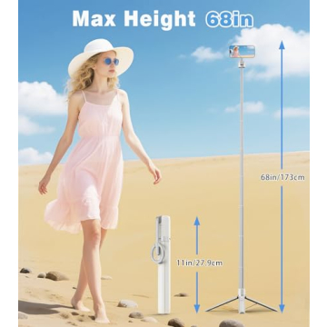 TONEOF 68" Magnetic Selfie Stick Tripod for Phones