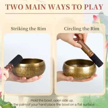 AKLOT HandMade Meditation Singing Bowl Set for Healing