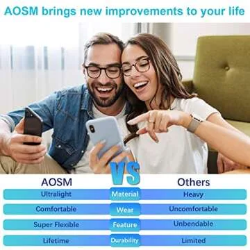 AOSM Anti Blue Light Glasses for Eye Strain Relief, Stylish & Comfortable