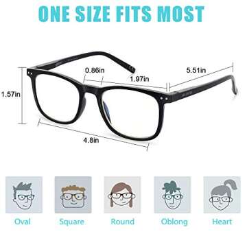 AOSM Blue Light Blocking Glasses, Blue Blocker Computer Glasses for Men Women, Anti Glare 400 UV & Eye Strain Fake Square Glasses