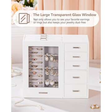 Homde Jewelry Organizer Large for Dresser: Big Jewelry Box for Women - Holder with Drawers - Elegant...