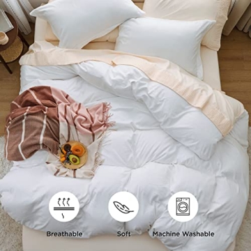 Bedsure White Oversized Queen Duvet Cover Set for All