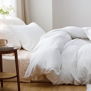 Bedsure White Oversized Queen Duvet Cover Set for All